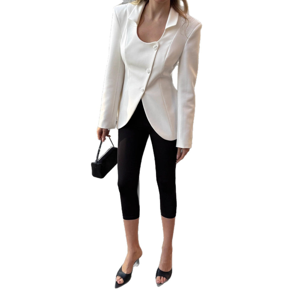 Commuter long-sleeved top lapel waist slim-fitting elegant small blazer