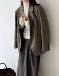 Minimalist high-end autumn and winter wool woolen blazer women's cropped texture tweed coat