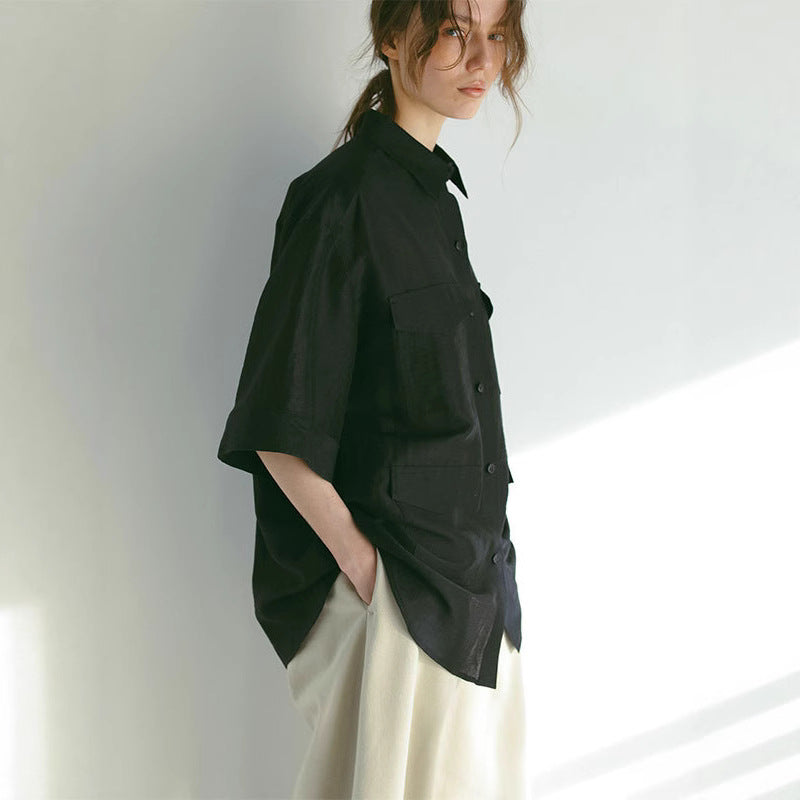 Summer new Japanese French holiday style three-dimensional silhouette refreshing breathable top