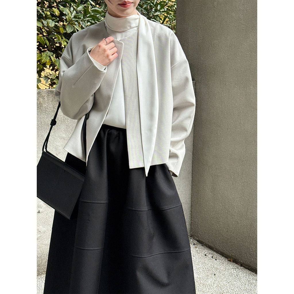 High intelligence round neck buckle-free blazer women's early spring new minimalist small suit top