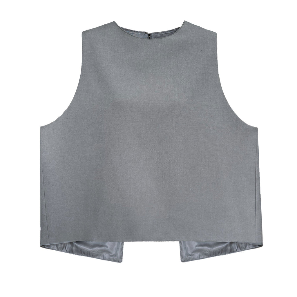 Autumn back split suit vest simple fashionable exquisite quiet luxury stacked top