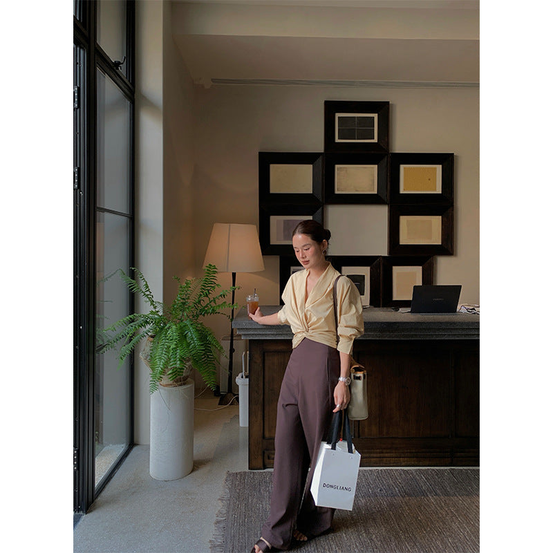 Early spring Korean version of versatile casual pants high waist long straight suit pants
