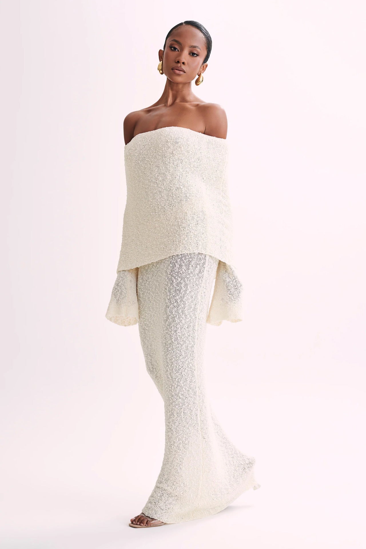 Off-Shoulder Knit Maxi Dress
