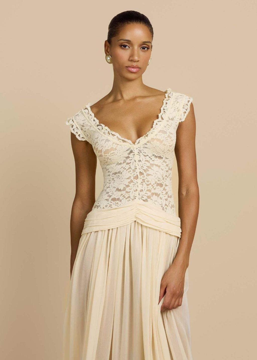 Lace Chiffon Maxi Dress
