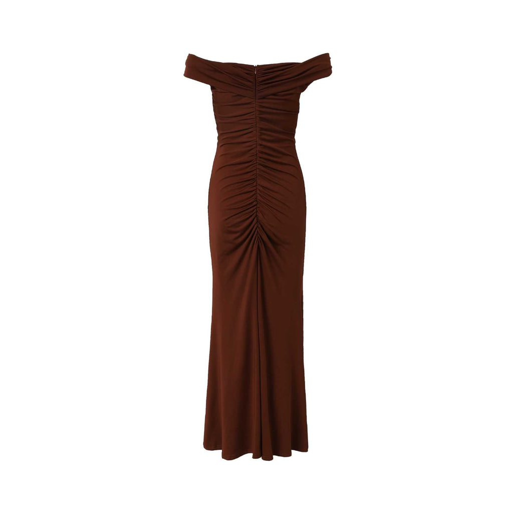 Splicing Ribbon Long Dress Dress Wind Dress Vacation Style One-word Shoulder Buttocks Dress