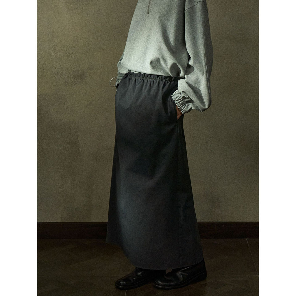 Autumn design wool bud waist drawstring texture back slit skirt