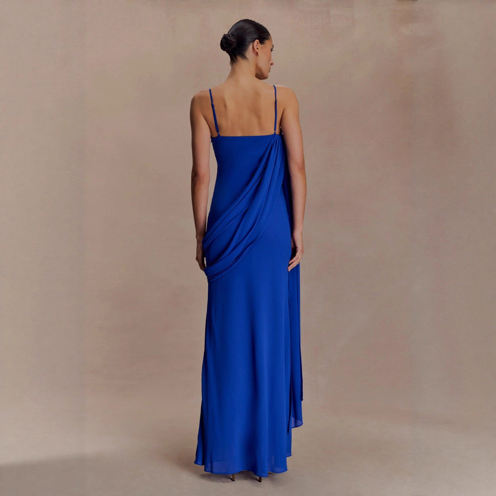 Flower streamers trim a sexy dress