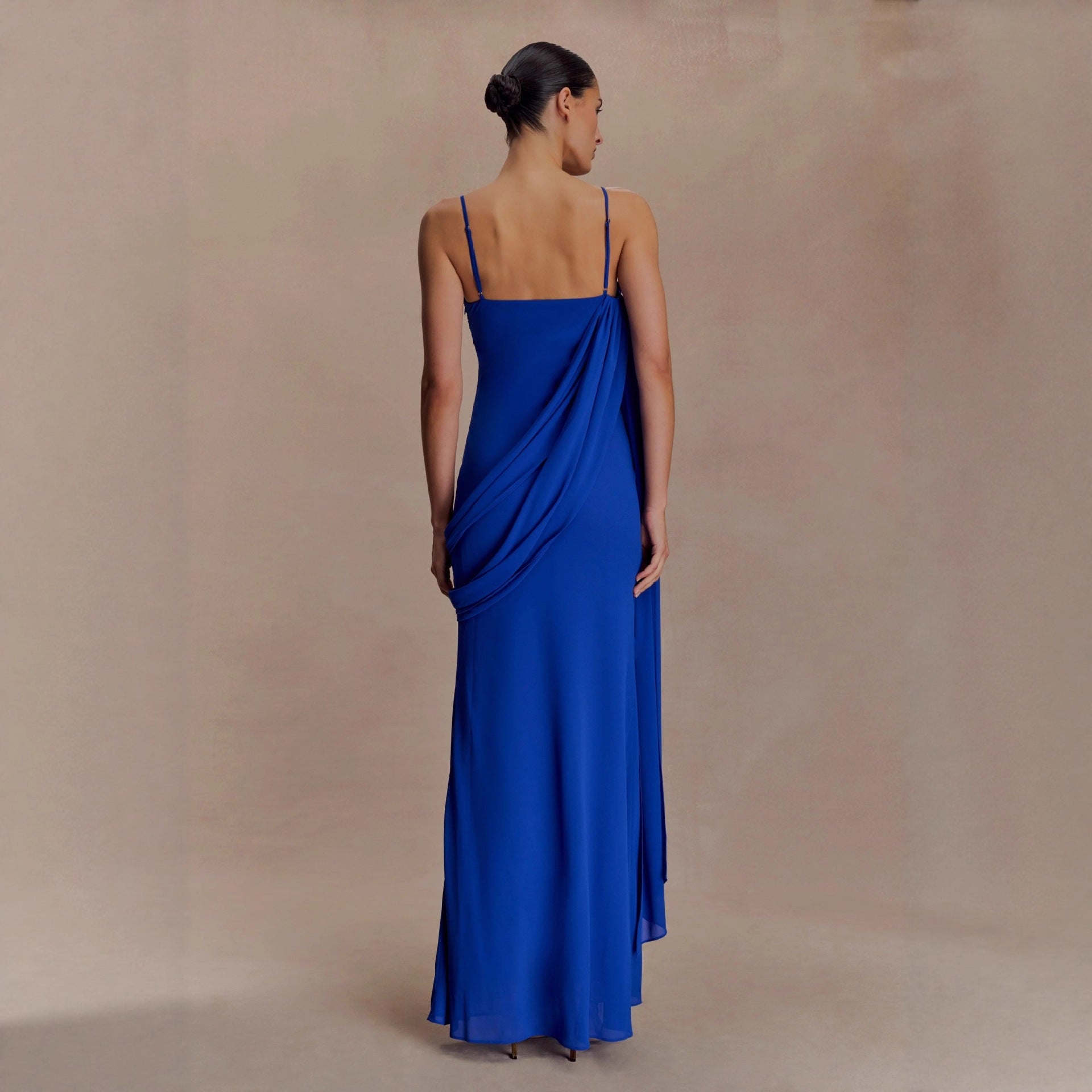 Flower streamers trim a sexy dress