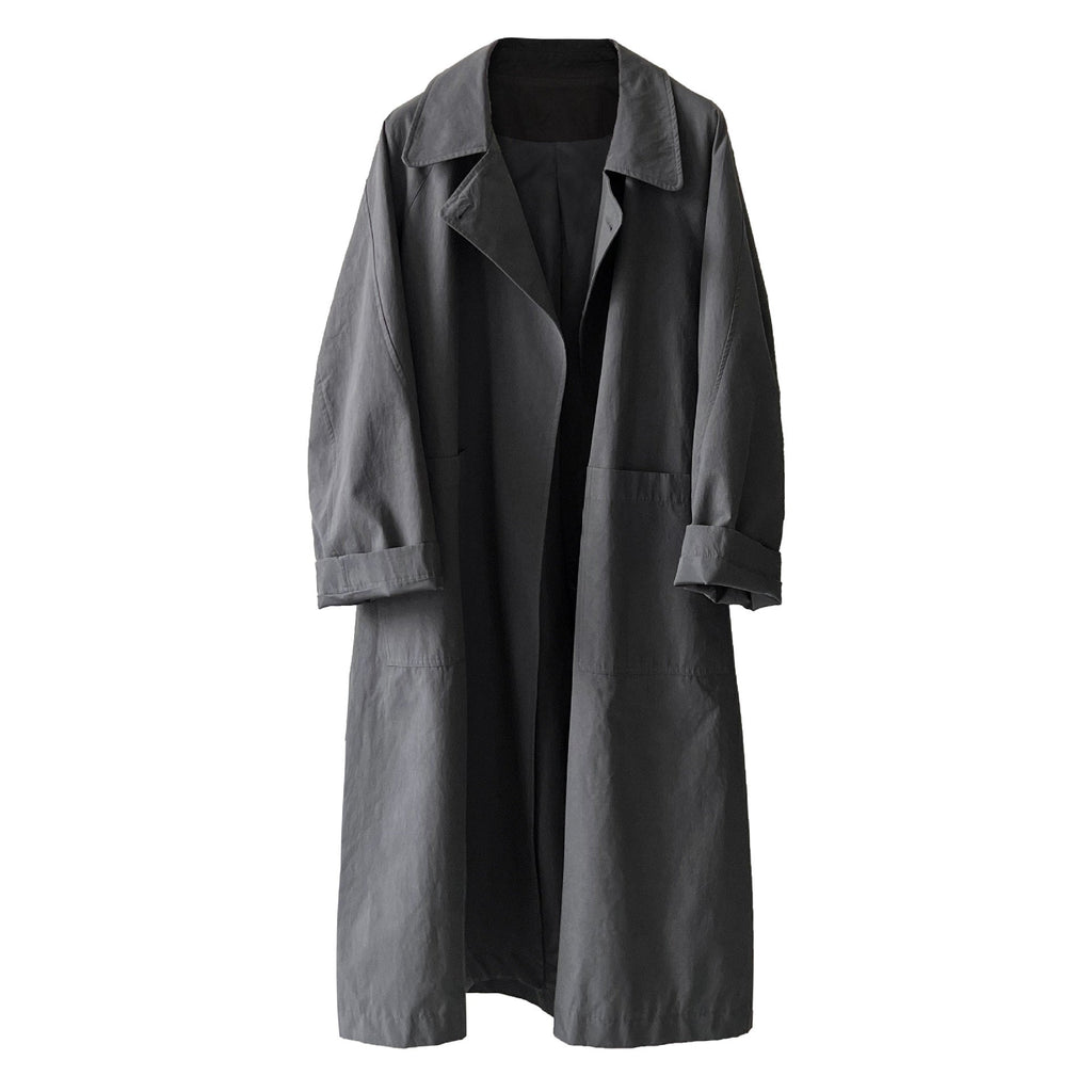 Premium retro loose big pocket trench coat niche coat women's autumn new loose coat 3726