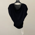 French high-end swing collar knitted shirt spring and summer niche waist ice silk off-the-shoulder top