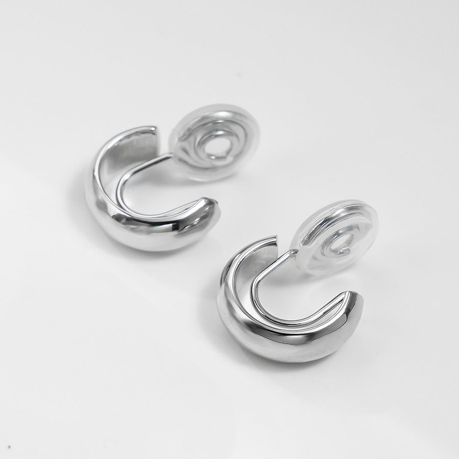 Premium sense metal mosquito coil disc loop earrings French ear clips can be worn without ear piercings, earrings are simple, fashionable and versatile