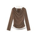Lace neck off-the-shoulder knit top