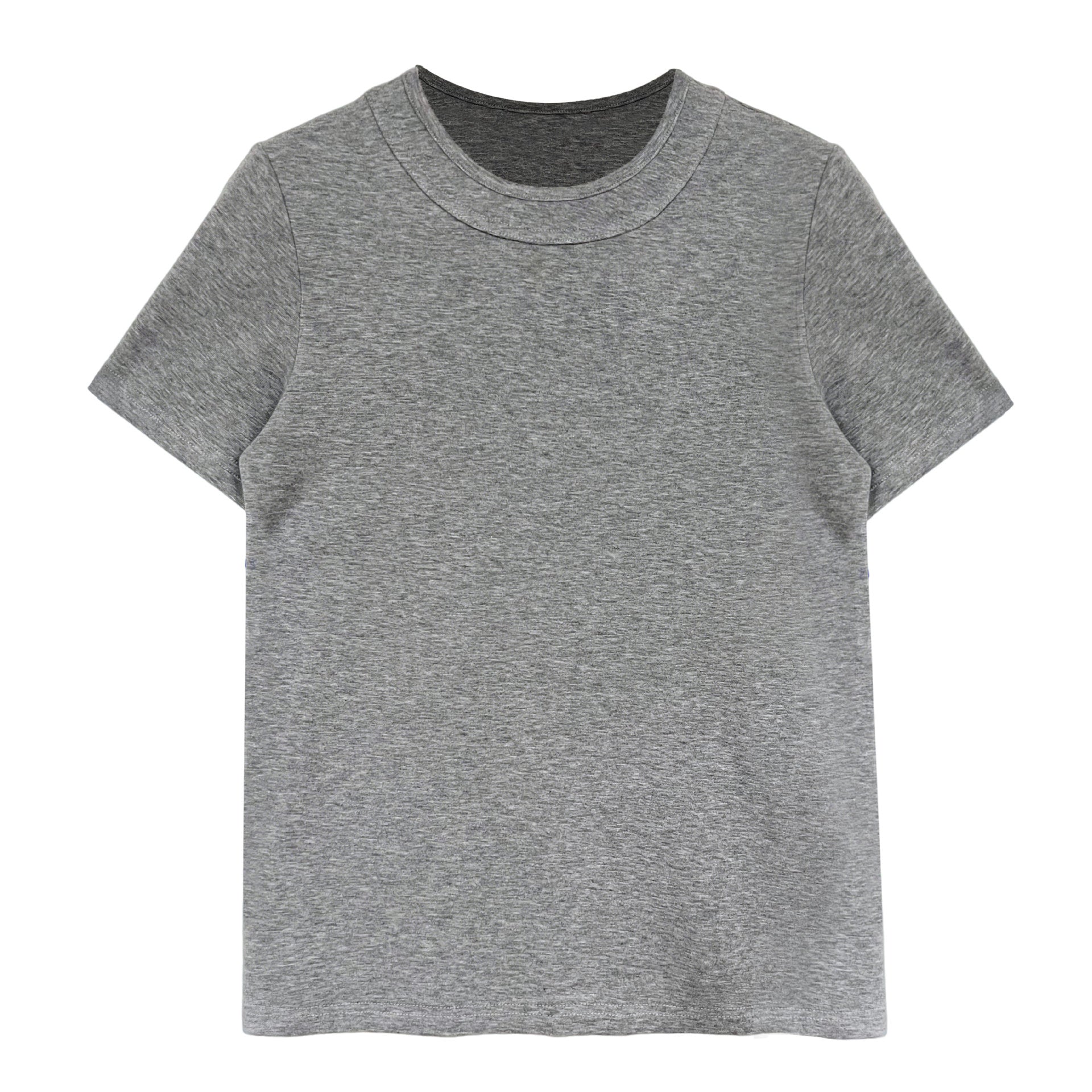Simple solid color shoulder short-sleeved T-shirt