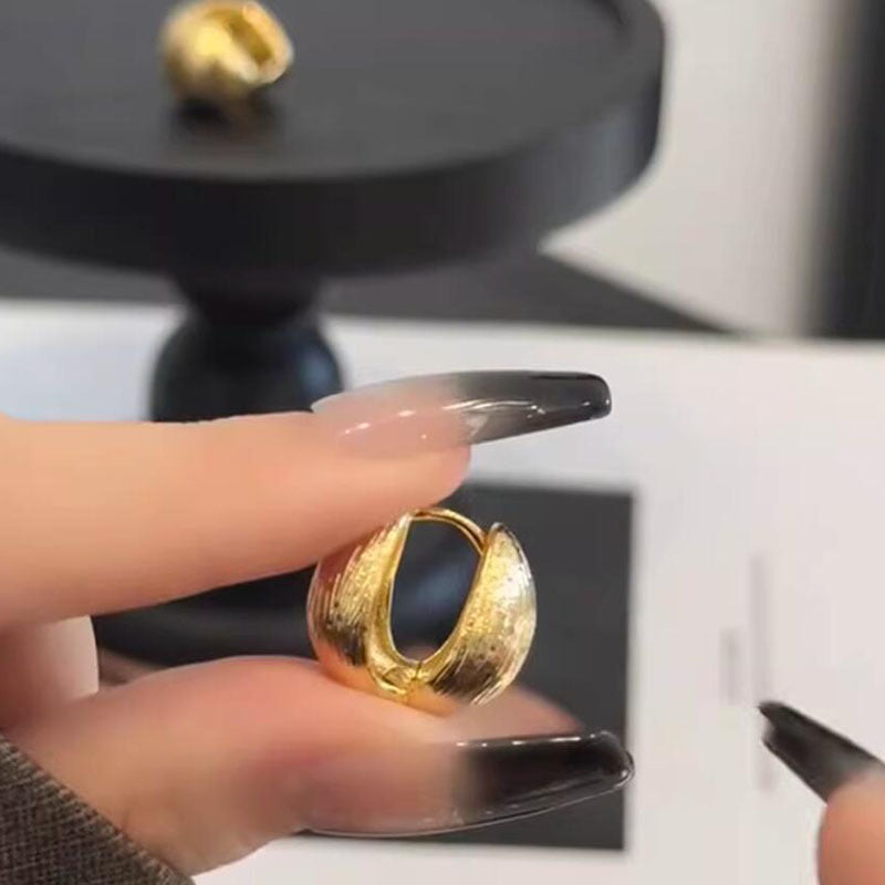 Personalized metal wind brushed texture steamed bread ring, niche design sense, versatile open ring, simple accessories