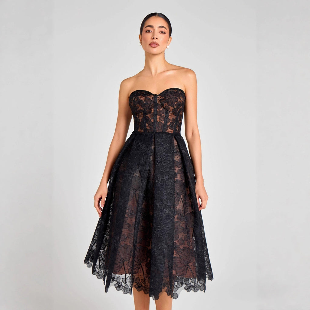 Lace Tube Top Midi Dress