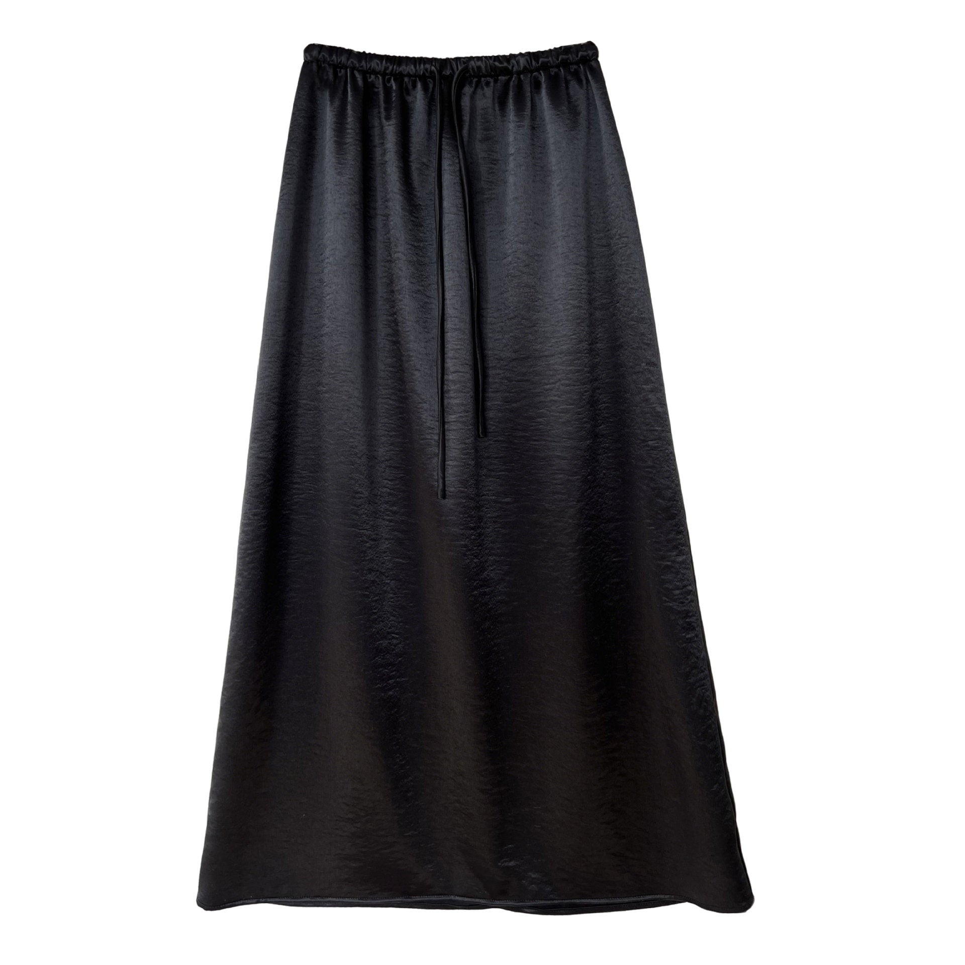 French drape satin simple drawstring skirt women's new loose and versatile medium and long A-version skirt