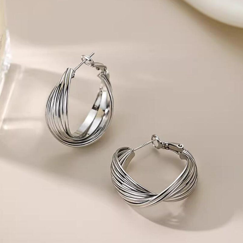 Copper-plated real gold exaggerated twist twist loop earrings high-end fashion earrings earrings