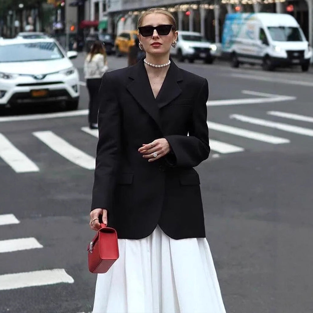 Suit Collar Blazer Women Slim Fit Long Sleeve Two-Button Jacket