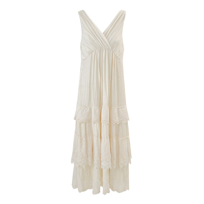 Cake skirt children's temperament sleeveless v-neck dress