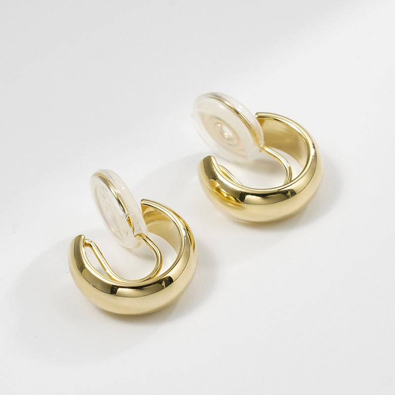 Premium sense metal mosquito coil disc loop earrings French ear clips can be worn without ear piercings, earrings are simple, fashionable and versatile