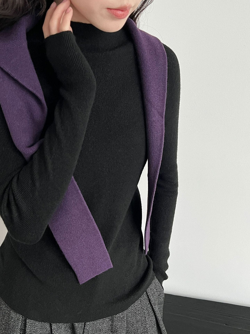 Wool semi-turtleneck seamless slim-fitting and thin inner women's autumn and winter new basic versatile bottoming shirt