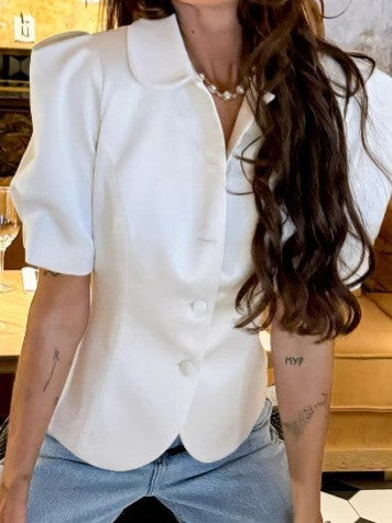 Autumn French minimalist solid color top