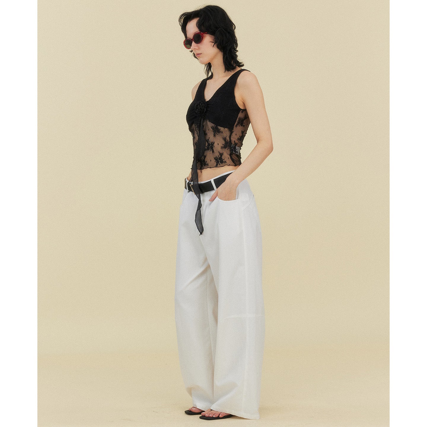 Twill nylon cotton scimitar pants casual pants
