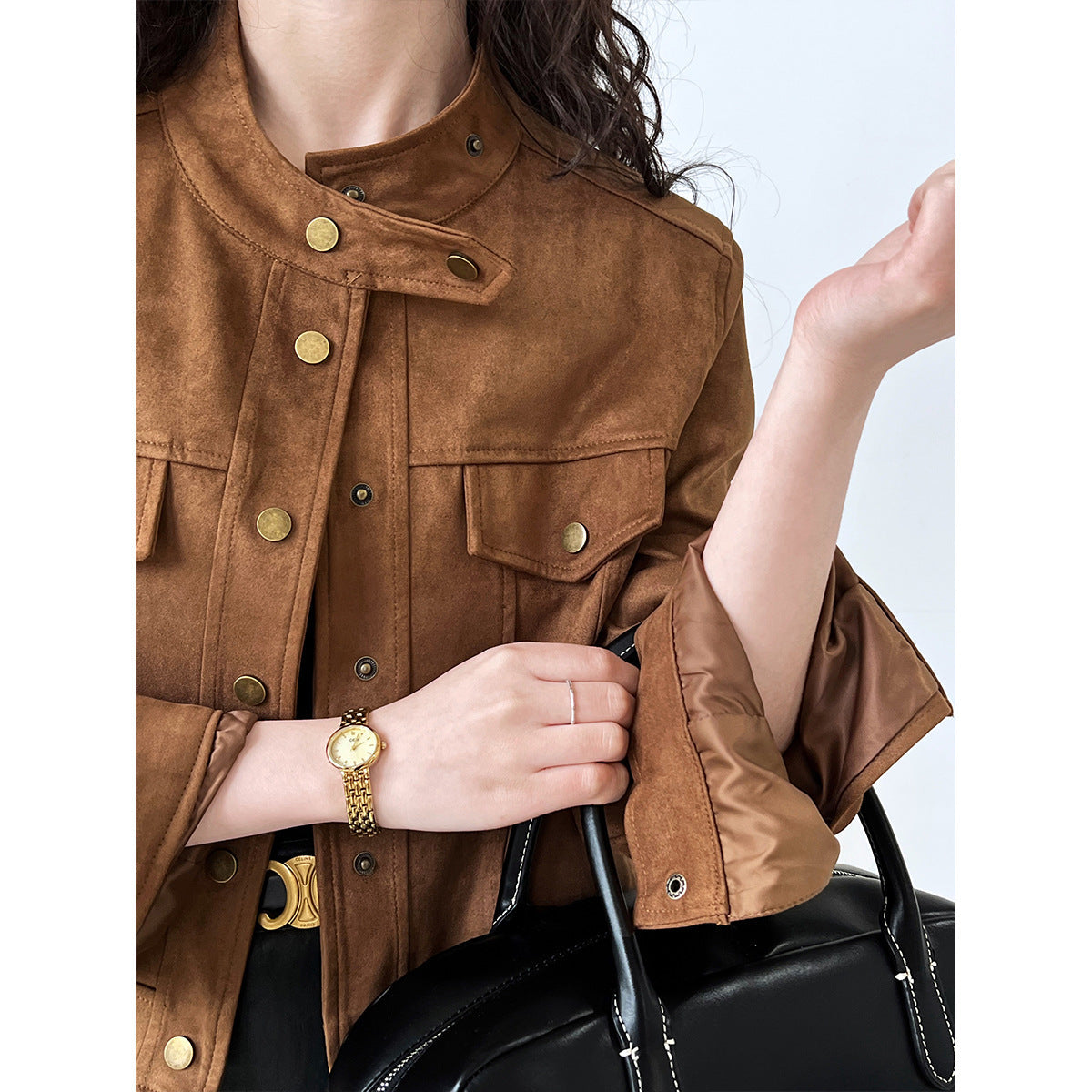 Suede short coat women's autumn new design sweet cool locomotive tooling jacket top