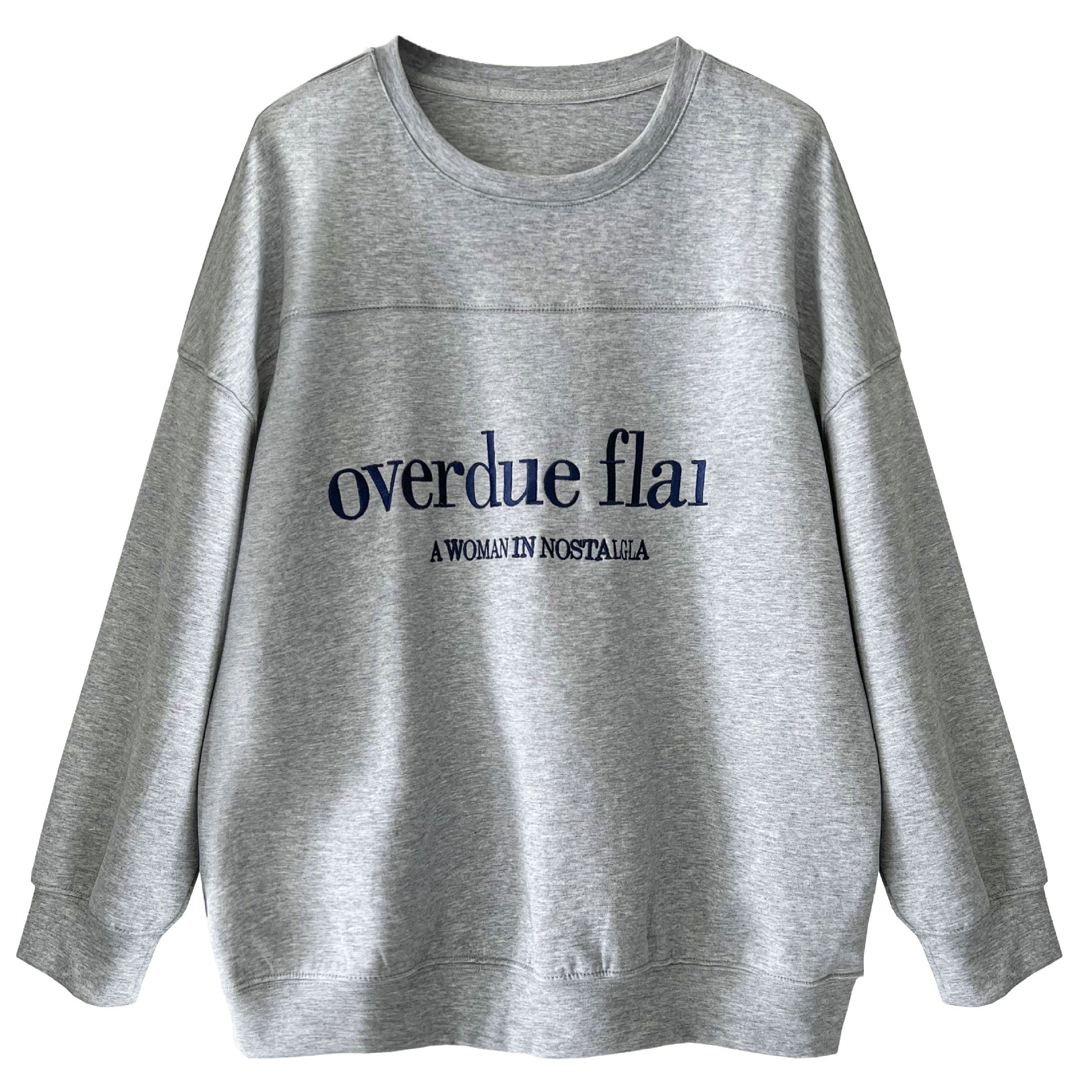 Korean loose silhouette letter embroidery autumn and winter pullover sweater lazy simple top