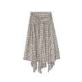 Niche design straps irregular plaid skirt