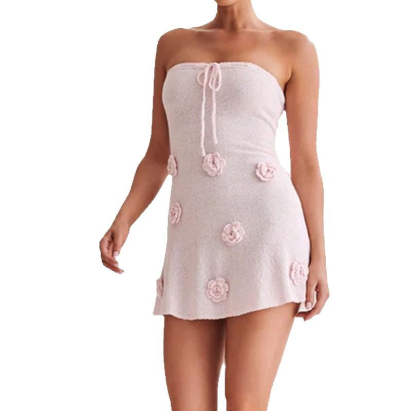 Knitted tube top short skirt tight and sexy European and American dress women