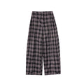 Vintage contrasting plaid leggings loose wide-leg pants