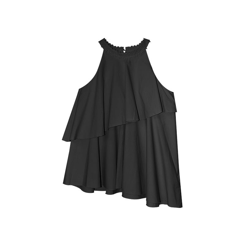 A beautiful halterneck shirt with ruffled edges and sleeveless tops
