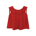 Women's Ruffle Lotus-Leaf Collar Lace-Up Sleeveless Cotton Top