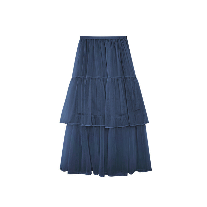 French Sheer Mesh Overlay Skirt