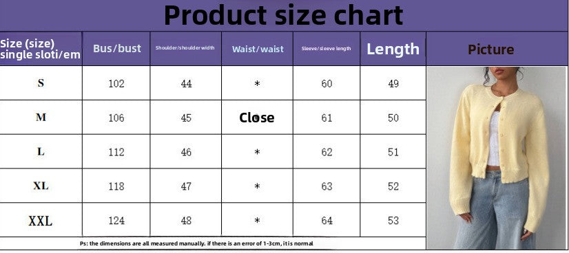Autumn and winter round neck threaded long-sleeved button women's cardigan jacket sweater soft waxy short loose and thin