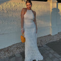Sexy pleated lace floor-length resort style dress