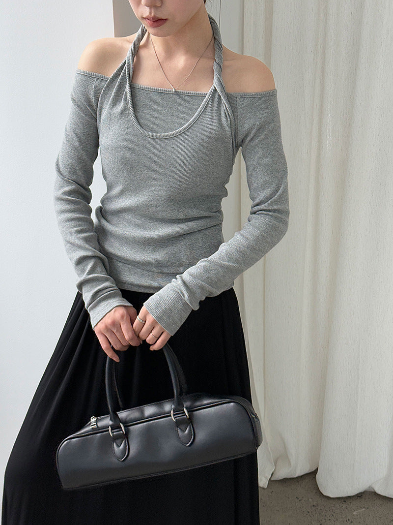 Design sense neck fake two long-sleeved T-shirt women