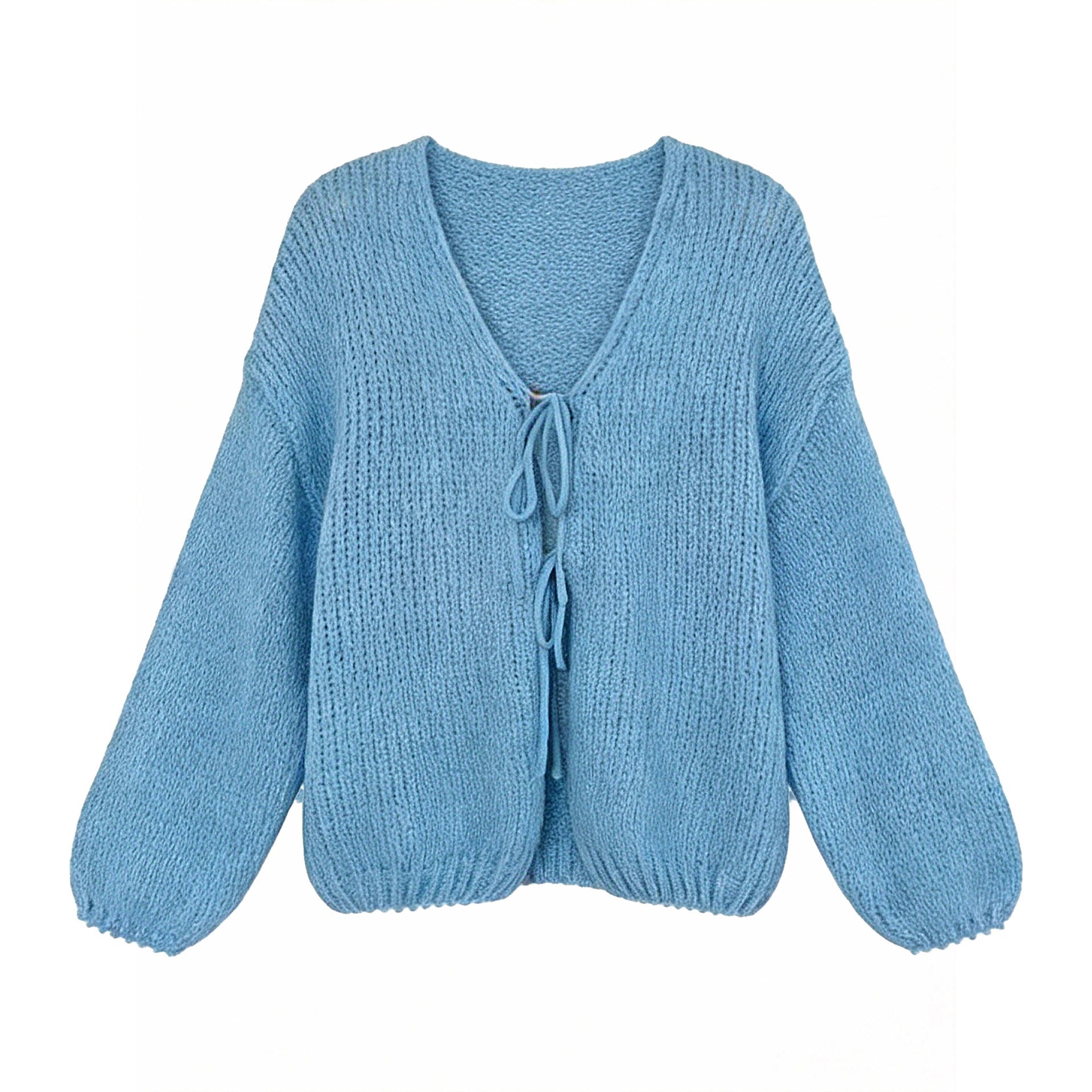 Retro wool lazy soft waxy knitted lace-up cardigan women's early spring new gentle and light sweater