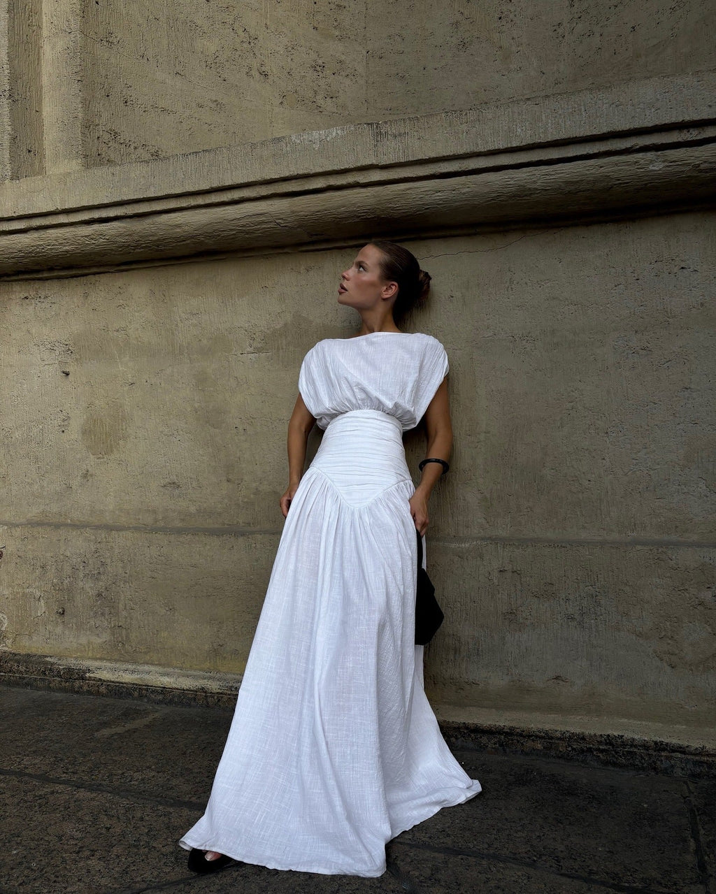 Fashion sexy pleated shirt skirt waist temperament elegant French dress