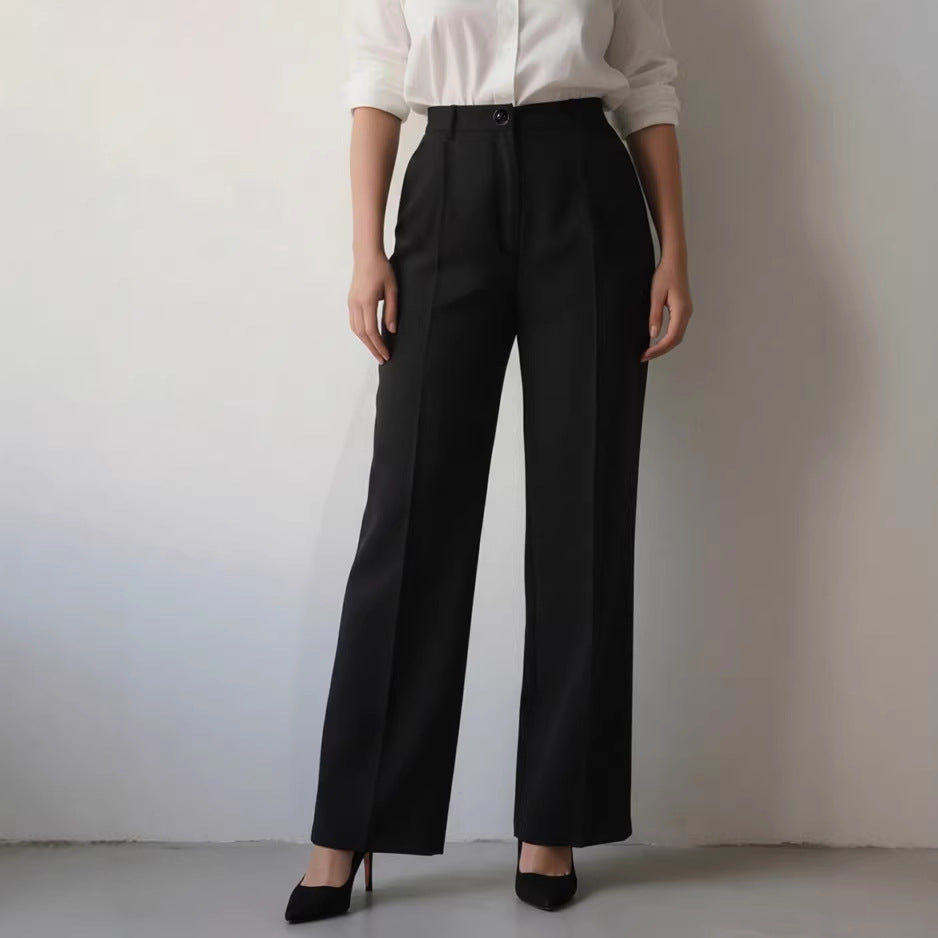 Women's new high waist drape straight simple casual women's trousers work trousers trousers
