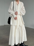 Korean temperament design sense streamer long-sleeved shirt + skirt women's autumn new lazy sense suit