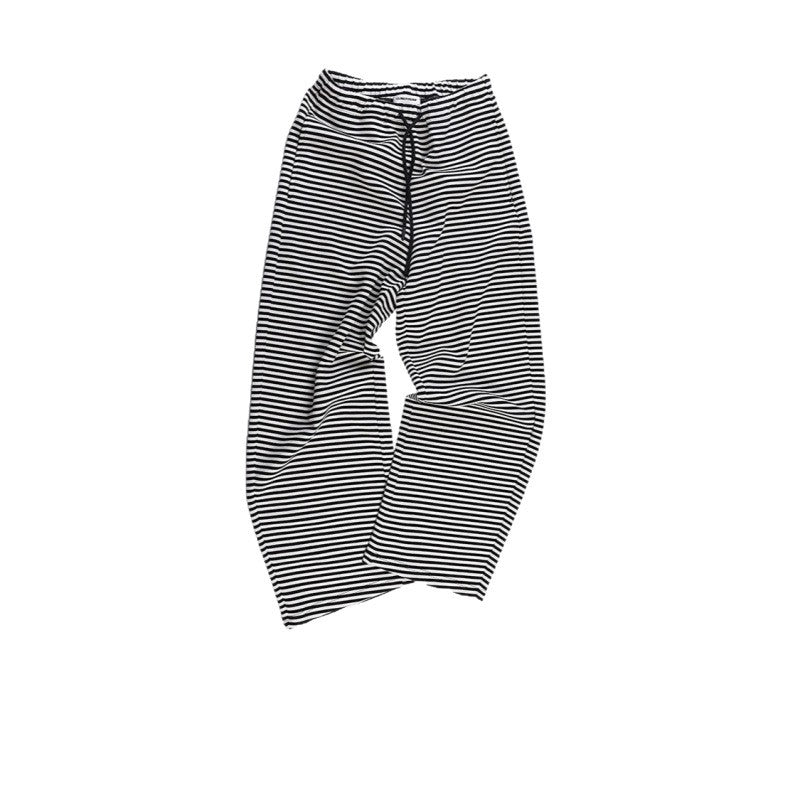 New light and elastic air layer striped loose silhouette drawstring casual scimitar trousers sweatpants women's