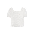 French Shirt Fungus Square Neck Chic Pleated Bubble Sleeve Shirt