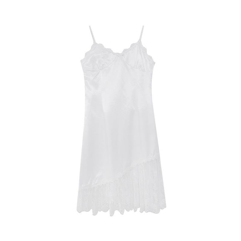 Sexy satin tube top suspender dress