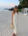 Stylish and sexy three-dimensional flower knitted hip skirt seaside vacation dress