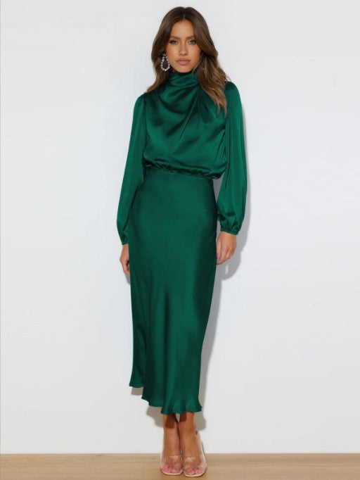 Satin Long Sleeve Maxi Dress