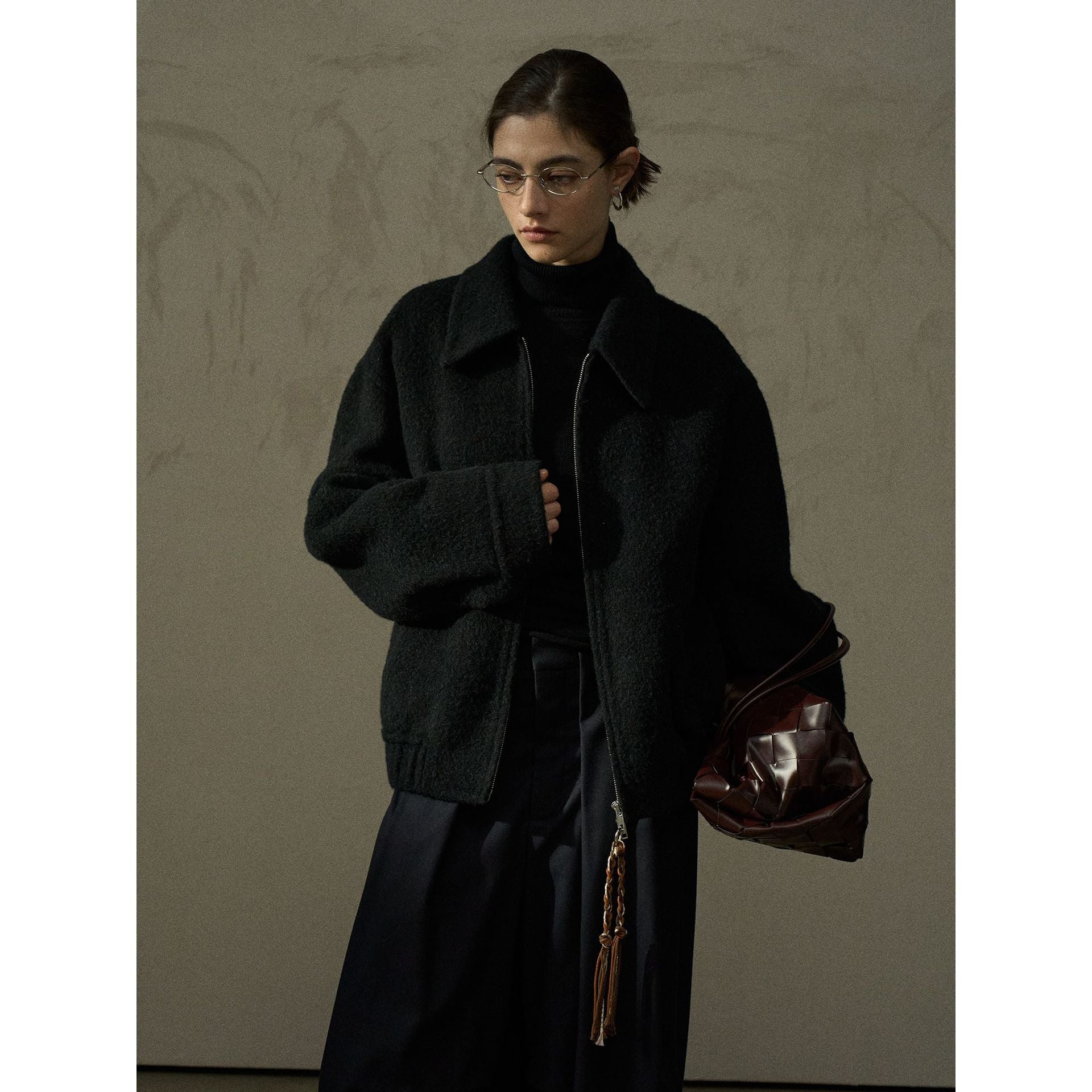 Winter new Suli wool loose lapel casual loose woolen jacket