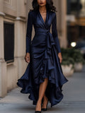 V-neck waist ruffle temperament dress