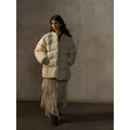 Light thermal quilting crew neck down jacket